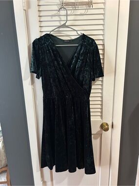 Mikarose Emerald Velvet Wrap Dress